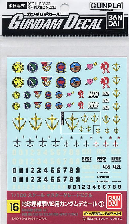 Gundam Decal No.16 MG Earth Federation Multiuse - Collector Life - Bandai