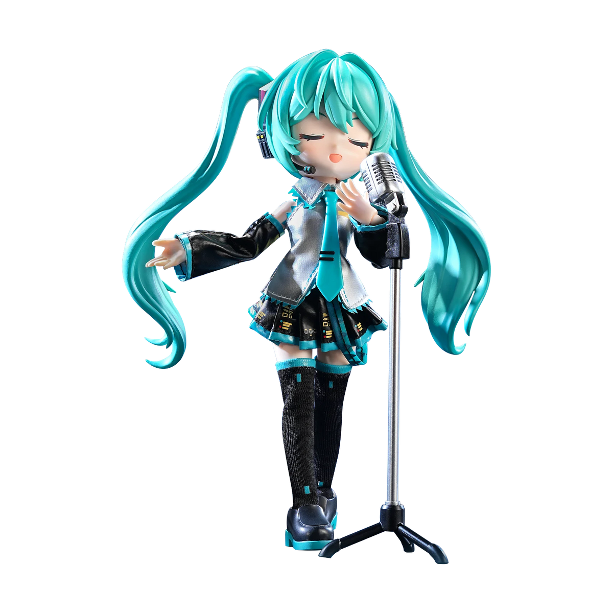 Hatsune Miku Official Outfit posed with accessories - Collector Life - Blokees