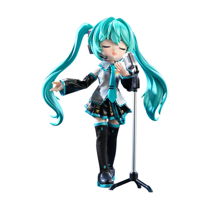 Hatsune Miku Official Outfit posed with accessories - Collector Life - Blokees